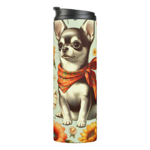 Cute Retro Chihuahua Illustration Thermal Tumbler