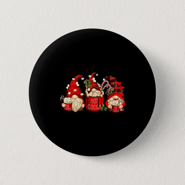 Cute Retro Chocolate Hot Cocoa Mug Funny Gnomes Ch 2 Inch Round Button (Front)