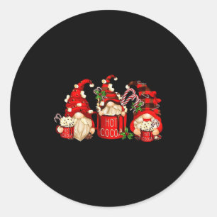 Cute Retro Chocolate Hot Cocoa Mug Funny Gnomes Ch Classic Round Sticker