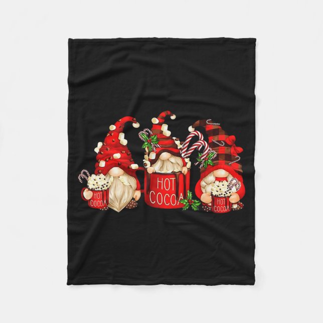 Cute Retro Chocolate Hot Cocoa Mug Funny Gnomes Ch Fleece Blanket (Front)