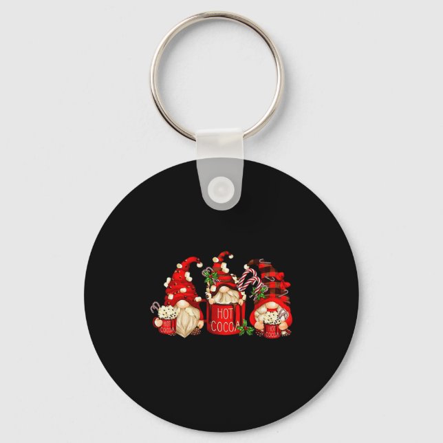 Cute Retro Chocolate Hot Cocoa Mug Funny Gnomes Ch Keychain (Front)