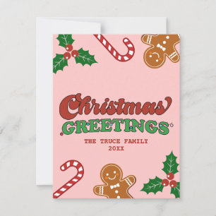 Cute Retro Christmas Greetings Holiday Card