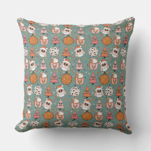 Cute Retro Christmas Pattern Throw Pillow