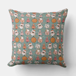 Cute Retro Christmas Pattern Throw Pillow
