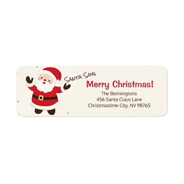 Cute Retro Christmas Santa Return Address Label (Front)