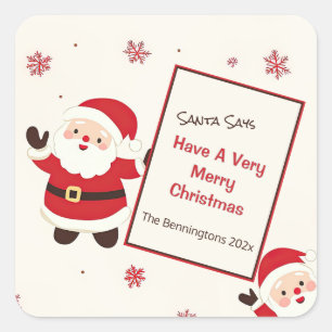 Cute Retro Christmas Santa Square Sticker