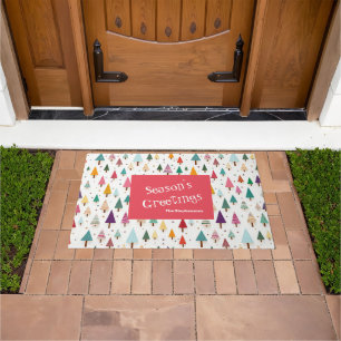 Cute Retro Christmas Trees Doormat