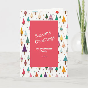 Cute Retro Christmas Trees Holiday Card
