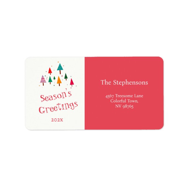 Cute Retro Christmas Trees Return Address Label (Front)