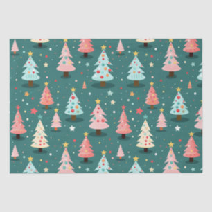 Cute Retro Christmas Trees Tissue Paper