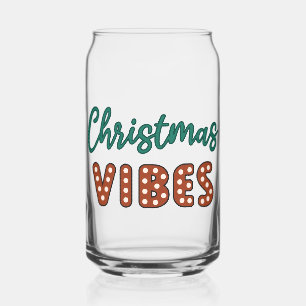 Cute Retro Christmas Vibes Can Glass