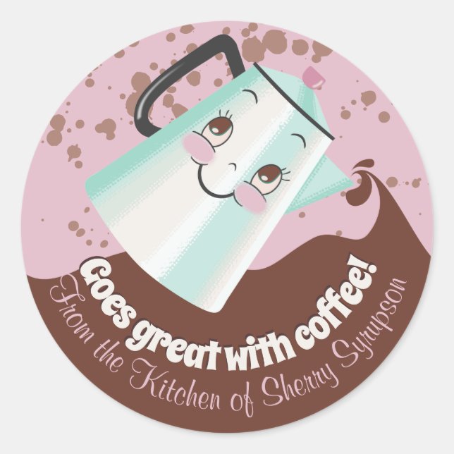 Cute retro coffee pot from the kitchen of sticker (Front)