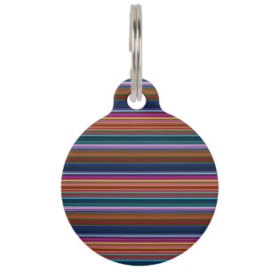 Cute retro colorful stripes pet tag