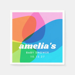 Cute Retro Colourful Abstract Custom Baby Shower Napkin