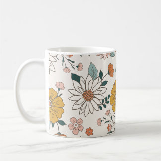 Cute Retro Colourful Floral Pattern Coffee Mug