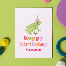 Cute Retro Colourful Frog Personalized Birthday