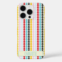 Cute Retro Colourful Hearts Pattern Personalized