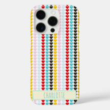 Cute Retro Colourful Hearts Pattern Personalized