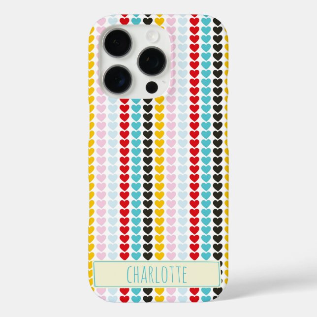 Cute Retro Colourful Hearts Pattern Personalized Case-Mate iPhone Case (Back)