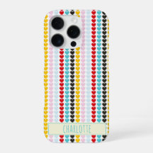 Cute Retro Colourful Hearts Pattern Personalized