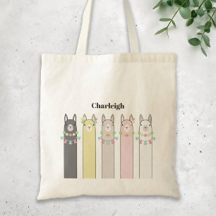 Cute Retro Colourful Llamas Tote Bag