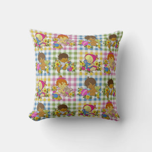 Cute Retro Colourful Patchwork Plaid Baby Shower Throw Pillow