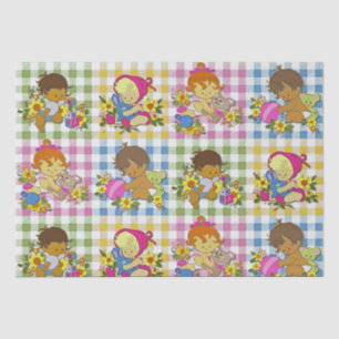 Cute Retro Colourful Plaid Baby Shower  Tissue Paper