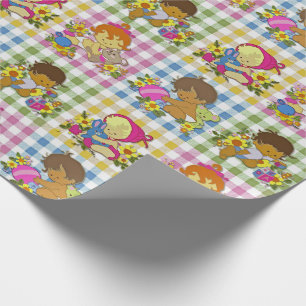 Cute Retro Colourful Plaid Baby Shower Wrapping Paper