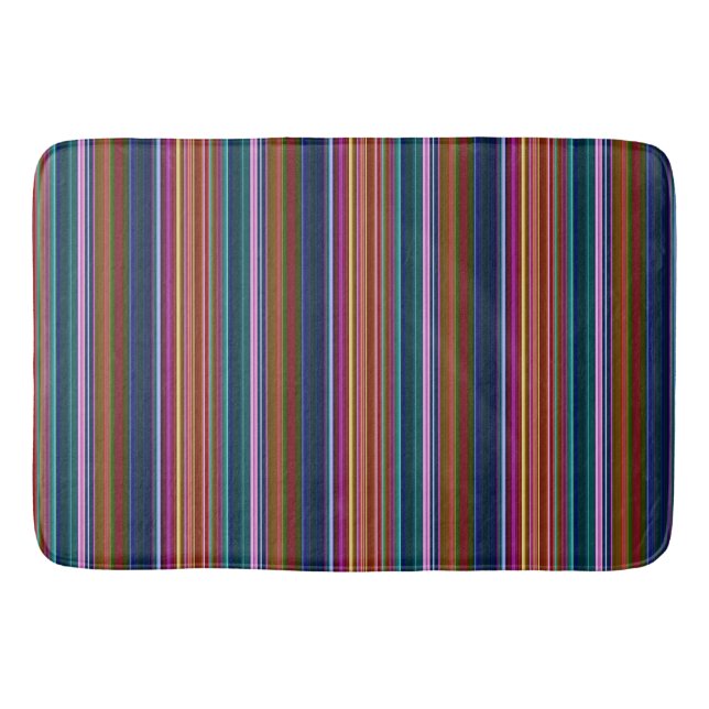 Cute retro colourful stripes bath mat (Front)