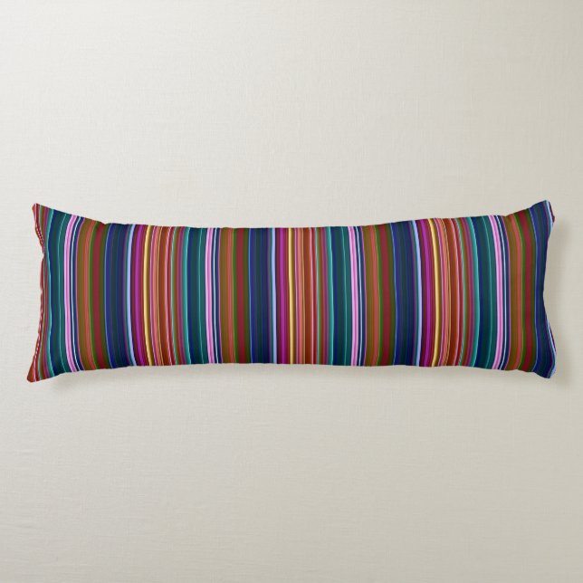 Cute retro colourful stripes body pillow (Front)