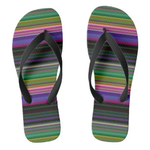 Cute retro colourful stripes flip flops