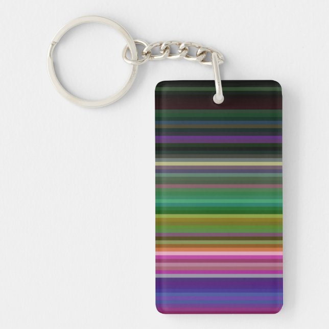 Cute retro colourful stripes keychain (Front)