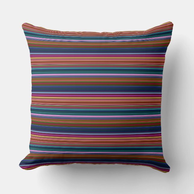 Cute retro colourful stripes throw pillow (Front)
