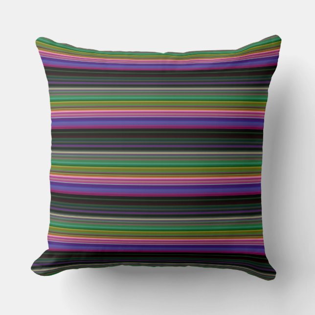 Cute retro colourful stripes throw pillow (Front)