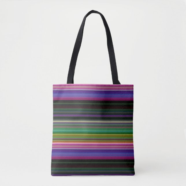 Cute retro colourful stripes tote bag (Front)