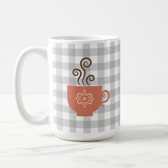 Cute Retro Cup on Buffalo Plaid (Left)
