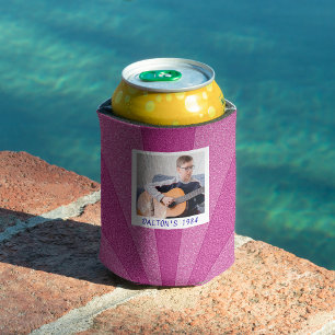 Cute Retro Custom 40th Birthday Personalized Photo Can Cooler