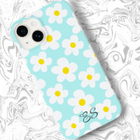 Cute retro daisies on light blue girly floral