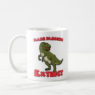 Cute Retro Dinosaur - Make Fascists Extinct Coffee Mug