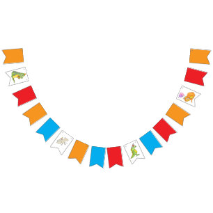 Cute Retro Dinosaurs Birthday Party Bunting Flags