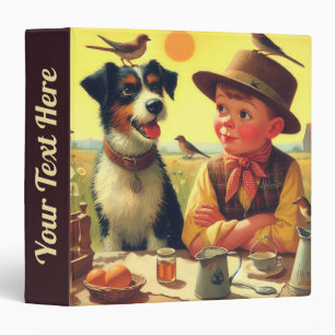 Cute Retro Dog and Children Painting Binder