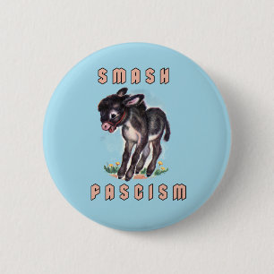 Cute Retro Donkey- Smash Fascism 2 Inch Round Button