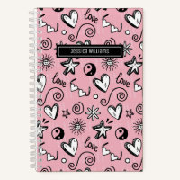 Cute Retro Doodle Heart Star Love Swirl Pattern
