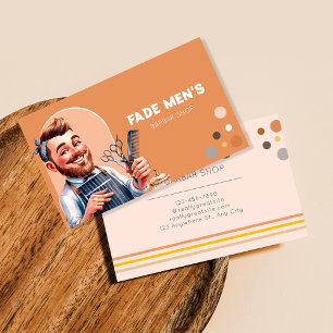 Cute Retro Elegent Cartoon Barbar Hair Dressing Business Card