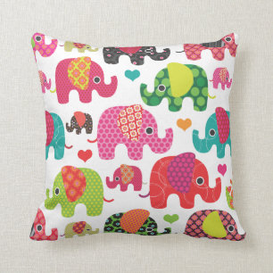 Cute retro elephant pattern india design throw pillow