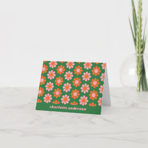 Cute Retro Fleur Motif Vert rose Personnalisé