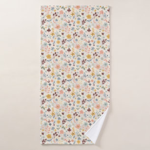 Cute Retro Floral Design Bath Towel