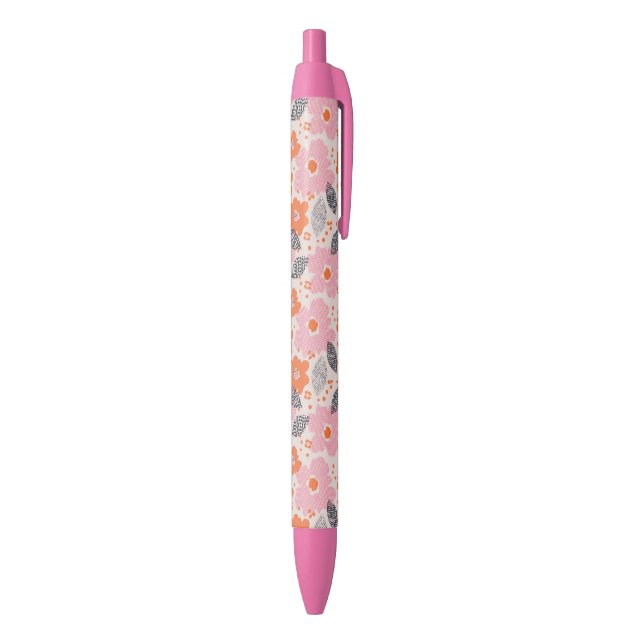 Cute Retro Floral Pattern Black Ink Pen (Bottom (Vertical))
