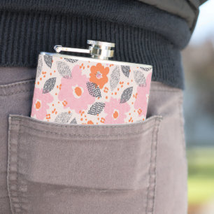 Cute Retro Floral Pattern Hip Flask