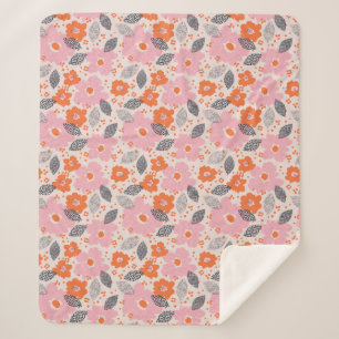 Cute Retro Floral Pattern Sherpa Blanket